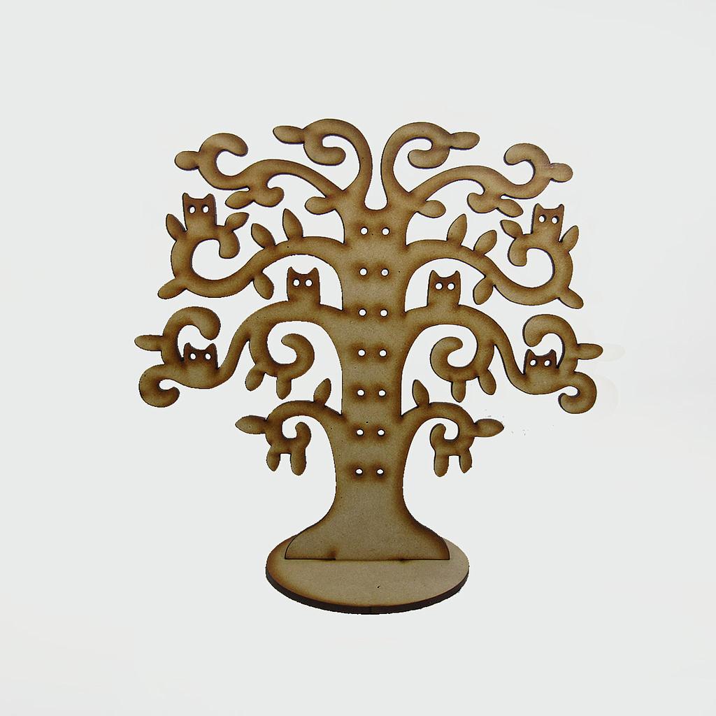 EXHIBIDOR ARETE MADERA 3MM ARBOL PEQUENO 20CM