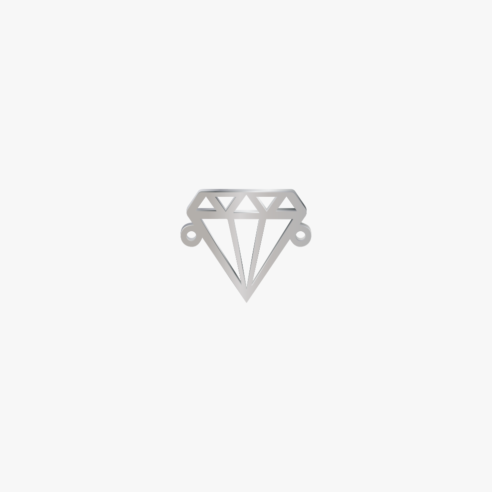 DIJE ACERO DIAMANTE PLATEADO 15*17MM *1MM 2 ARGOLLA