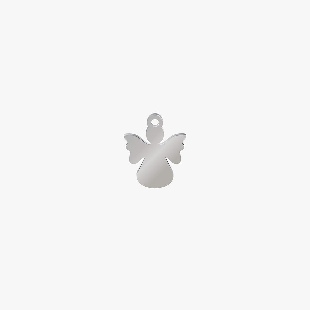 DIJE ACERO ANGEL PLATEADO 10*10MM *1MM 1 ARGOLLA