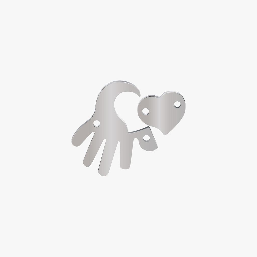PAR DIJE ACERO MANO 20*18MM/CORAZON 9*10MM*1MM 2 HUECOS