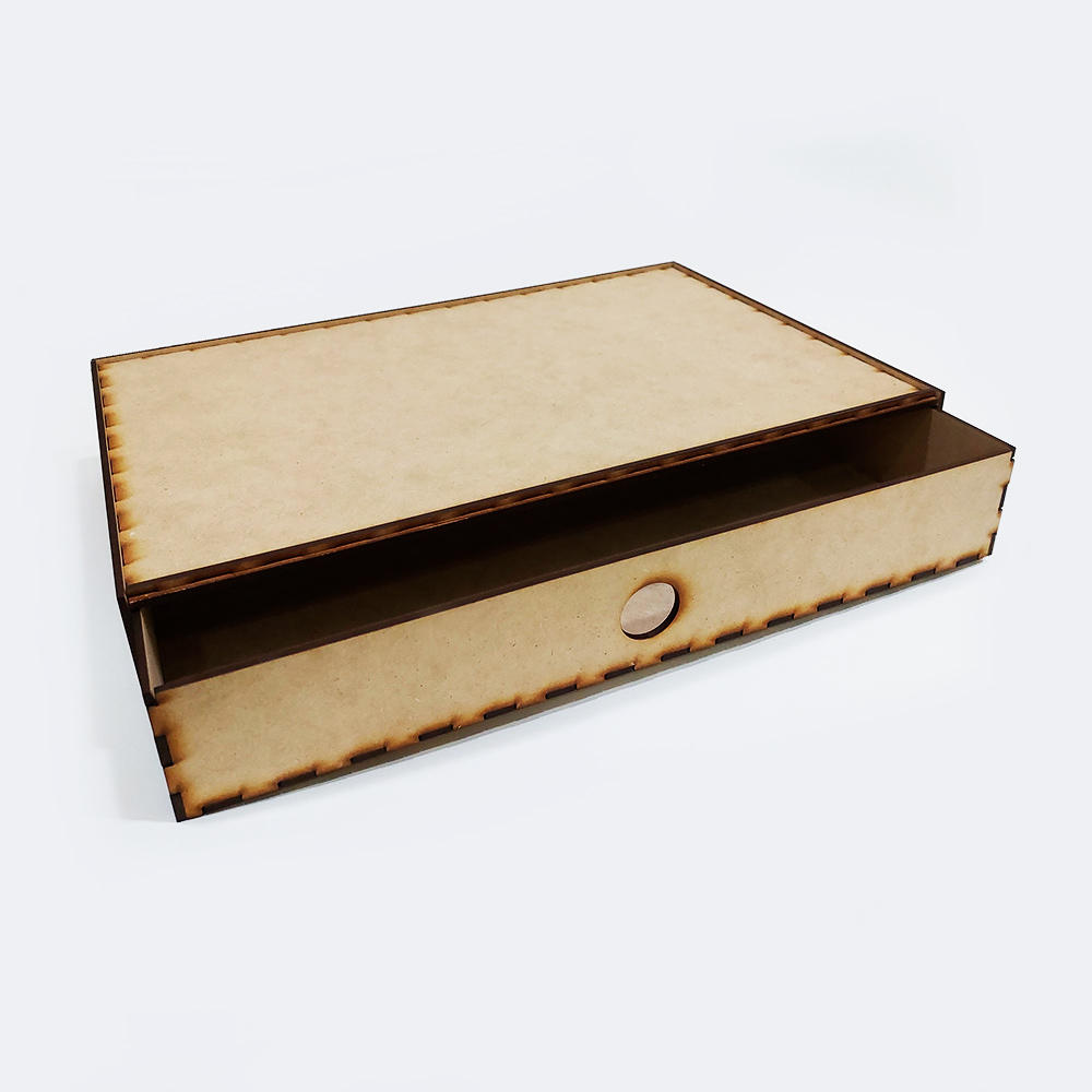 CAJA MDF DISENO 1 GAVETA 35.8*23.5*7CM *3MM