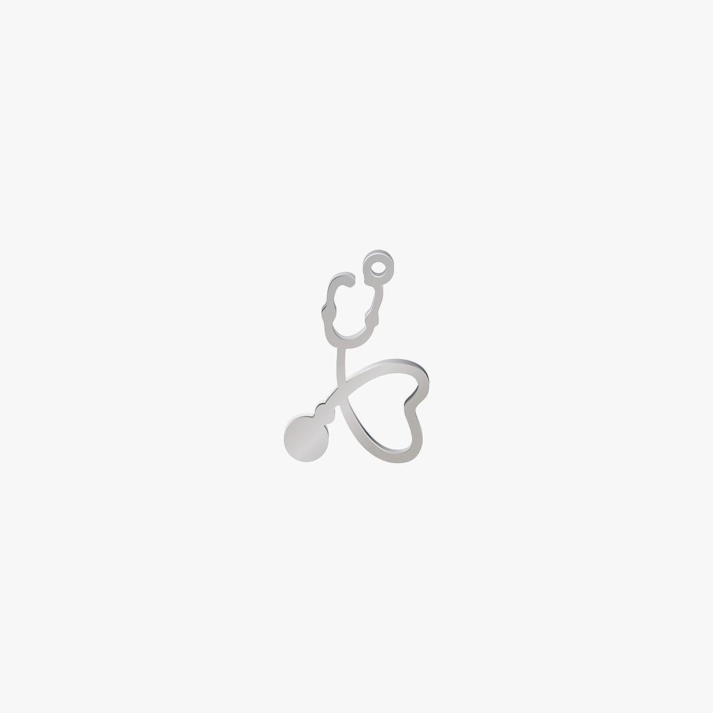 DIJE ACERO ESTETOSCOPIO CORAZON 31*19MM *1MM 1 ARGOLLA