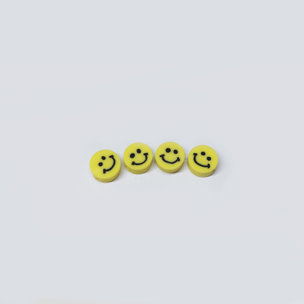 FIGURA FIMO REDONDO CARA FELIZ AMARILLO 10MM*5MM *12PCS