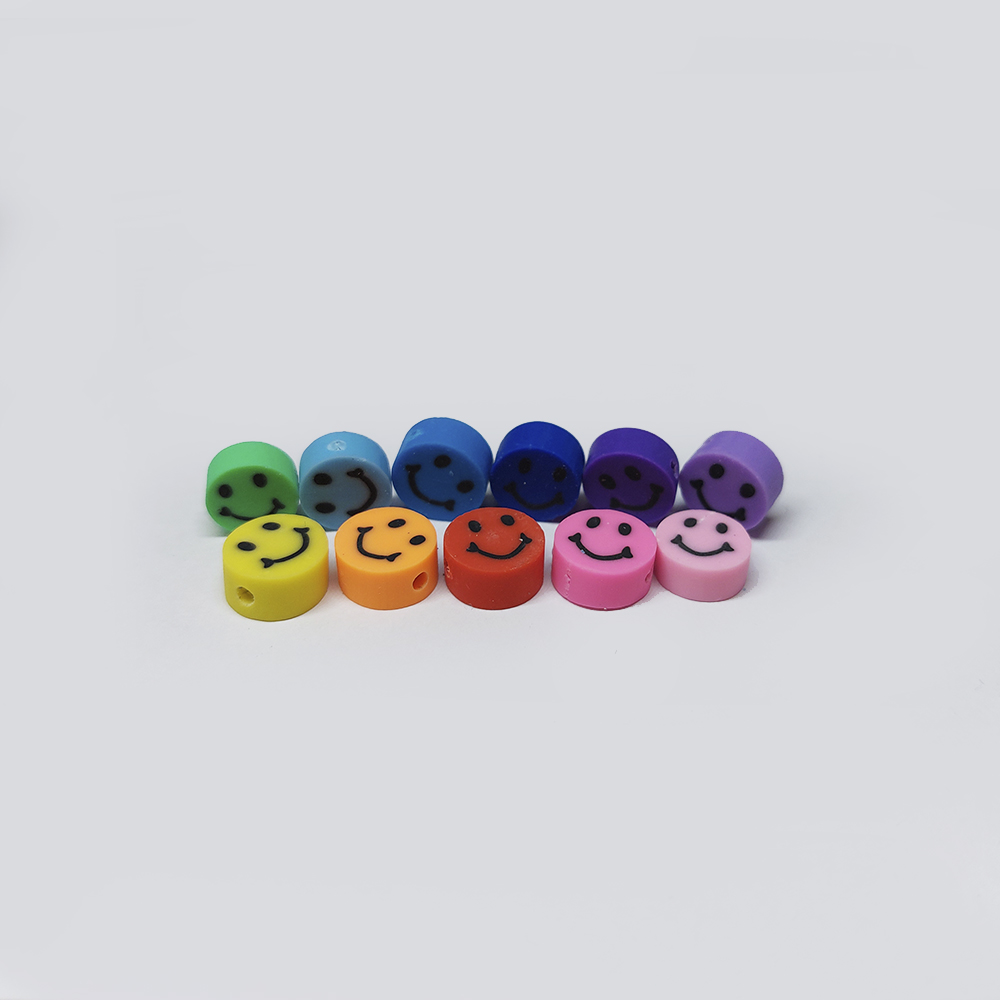 FIGURA FIMO REDONDO CARA FELIZ MULTICOLOR 10MM*5MM *20PCS