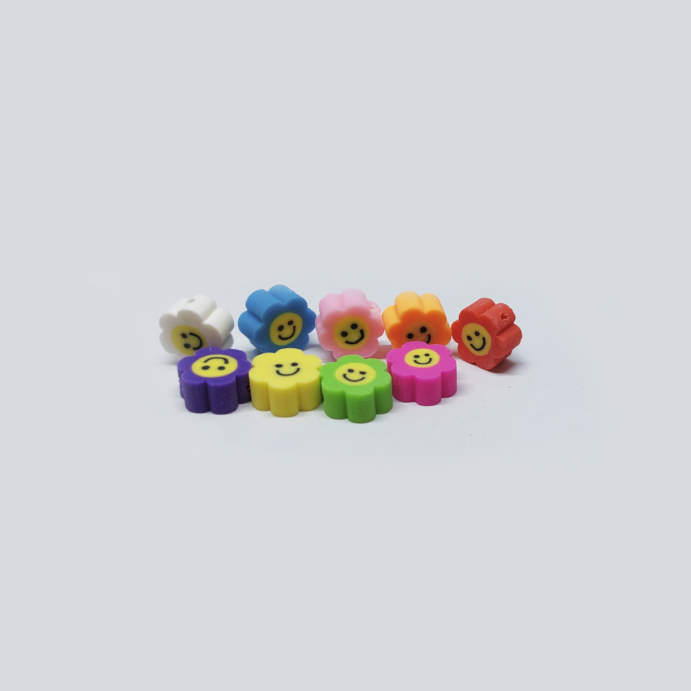 FIGURA FIMO FLOR-CARA FELIZ MULTICOLOR 10MM*5MM *20PCS