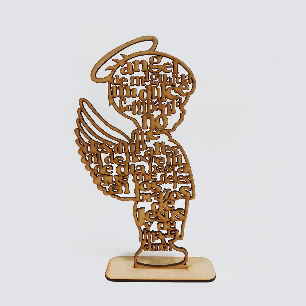 ANGEL DE LA GUARDA CON BASE MDF 25*13CM *3MM