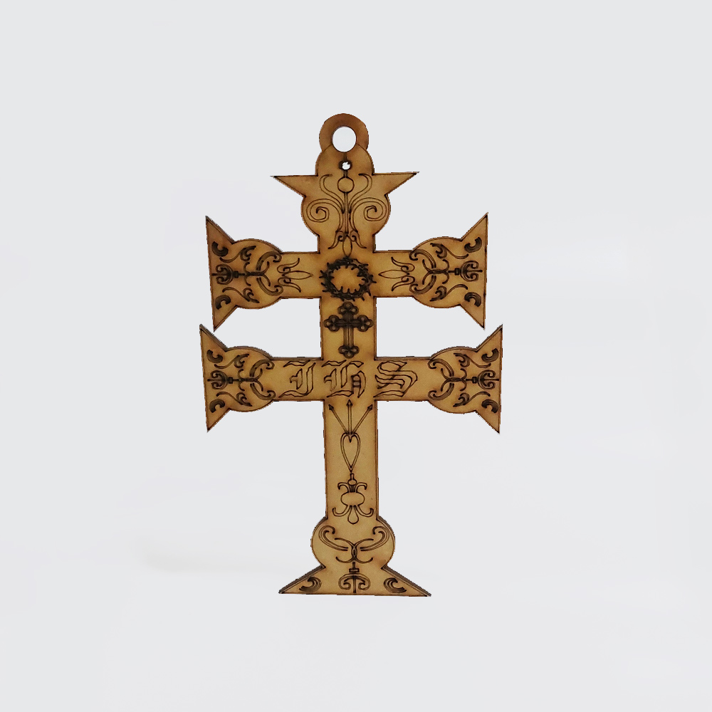 CRUZ CARAVACA MDF 16*9.5CM *3MM 1 ARGOLLA