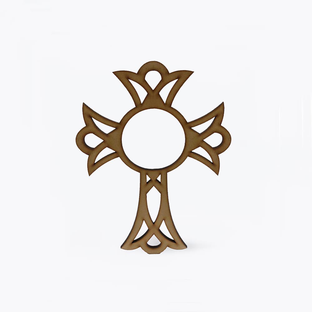 CRUZ FLORDELISADA CIRCULO MDF 15.7*10.3CM *3MM 1 ARGOLLA