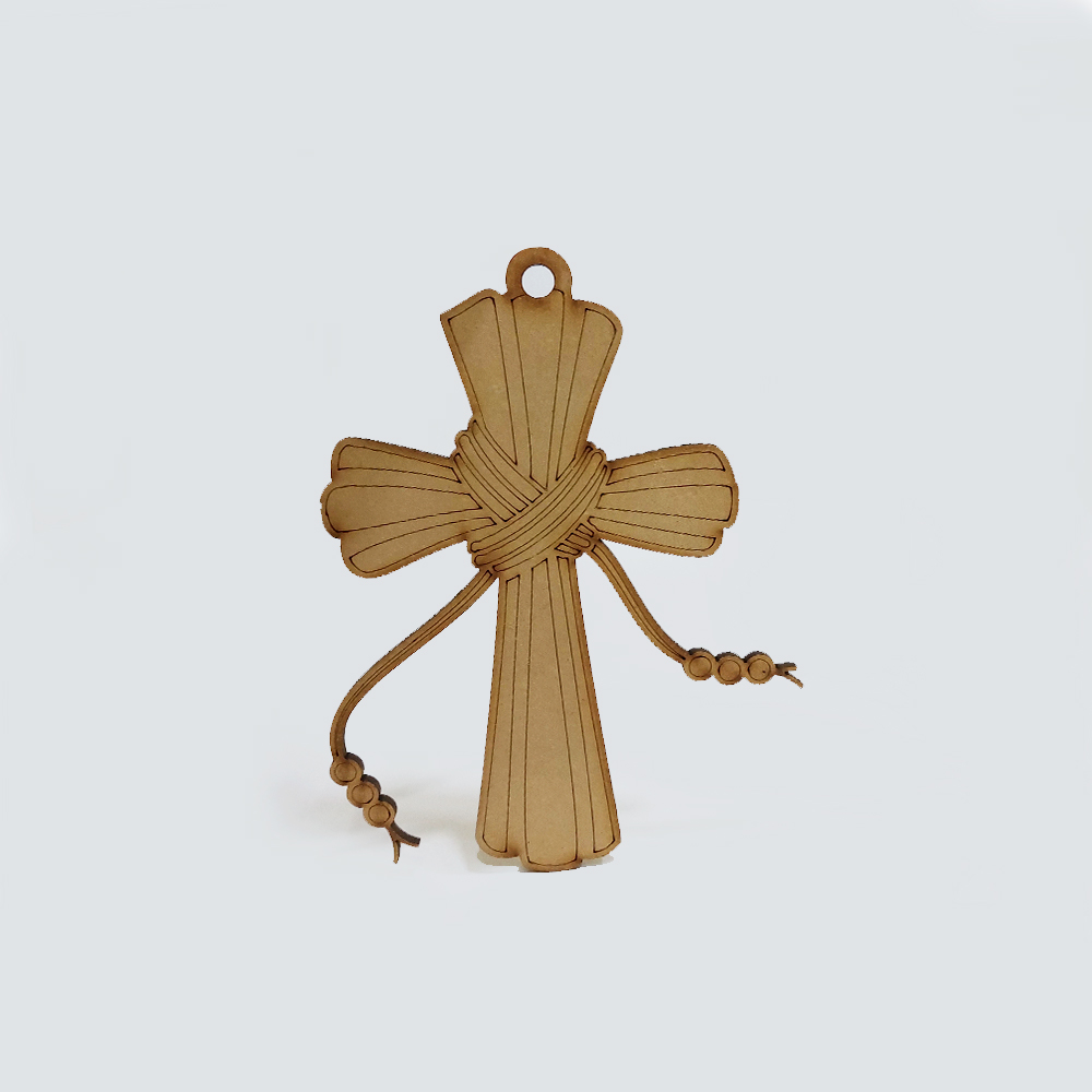 CRUZ CON LAZO MDF 16*12CM *3MM 1 ARGOLLA