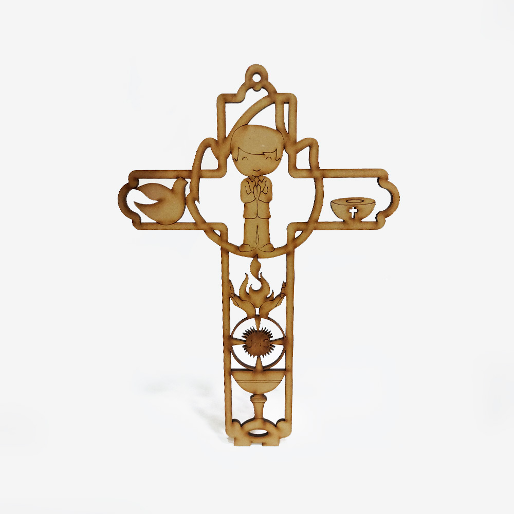 CRUZ PRIMERA COMUNION NINO MDF 26*18.5CM *3MM 1 ARGOLLA