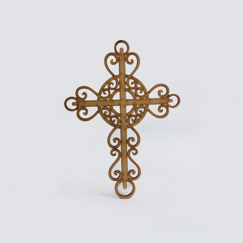 CRUZ CARIGOLEADA CIRCULO MDF 25*18CM *3MM 1 ARGOLLA