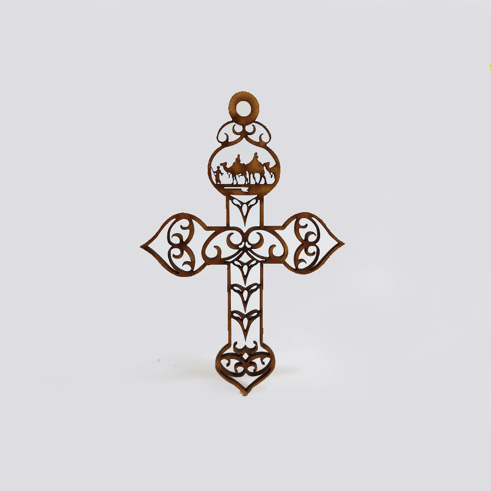CRUZ CARIGOLEADA 1 MDF 15.8*10.5CM *3MM 1 ARGOLLA