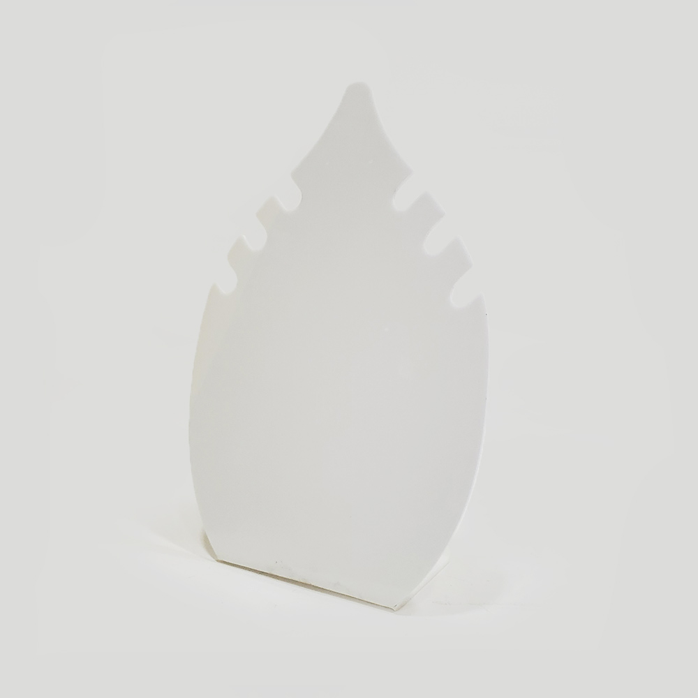 EXHIBIDOR EN FORMA DE HOJA ACRILICO 24.5*17CM *3MM (BASE 5.5CM)