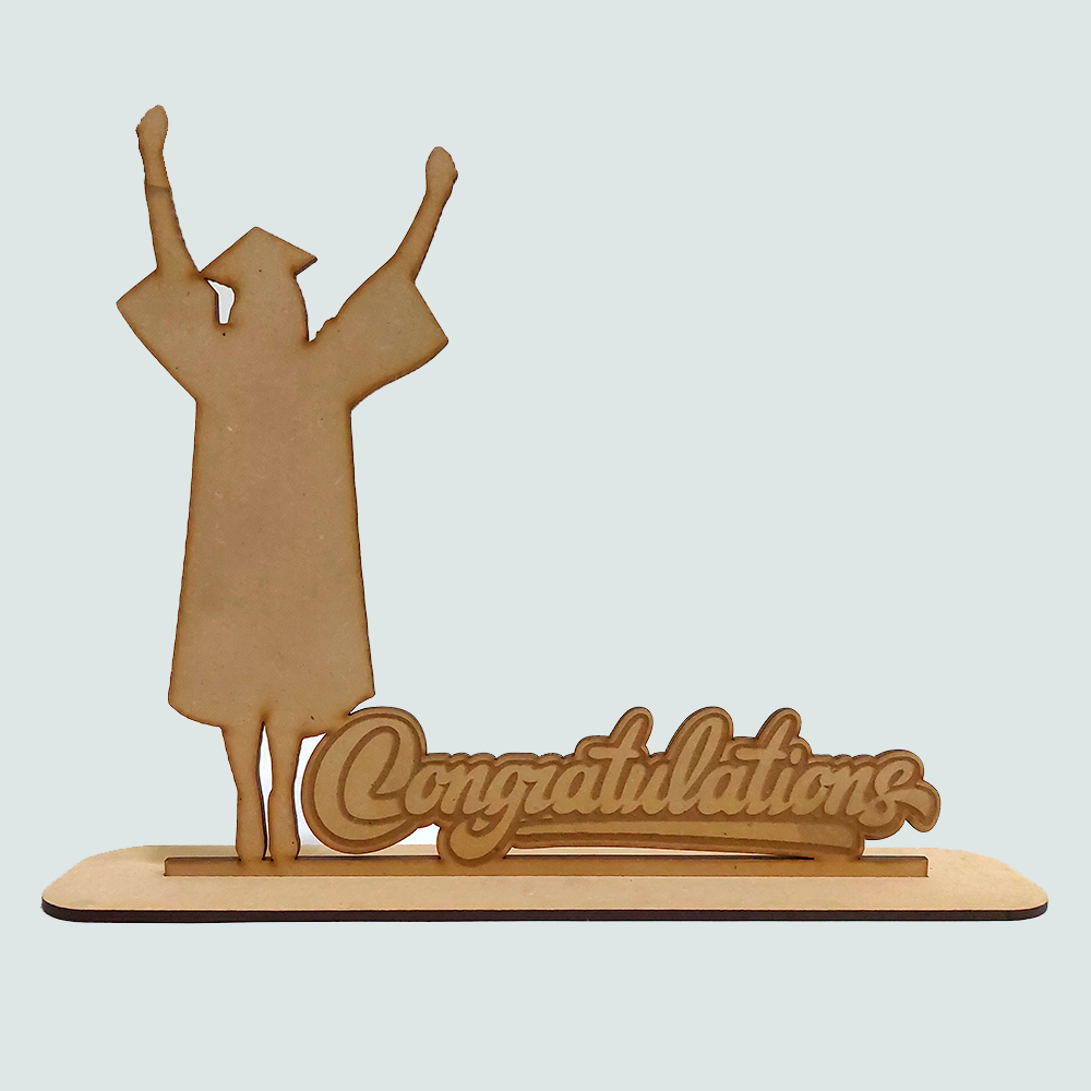 DECORACION GRADUACION-CONGRATULATIONS-CHICA MDF 20.5*26CM *3MM