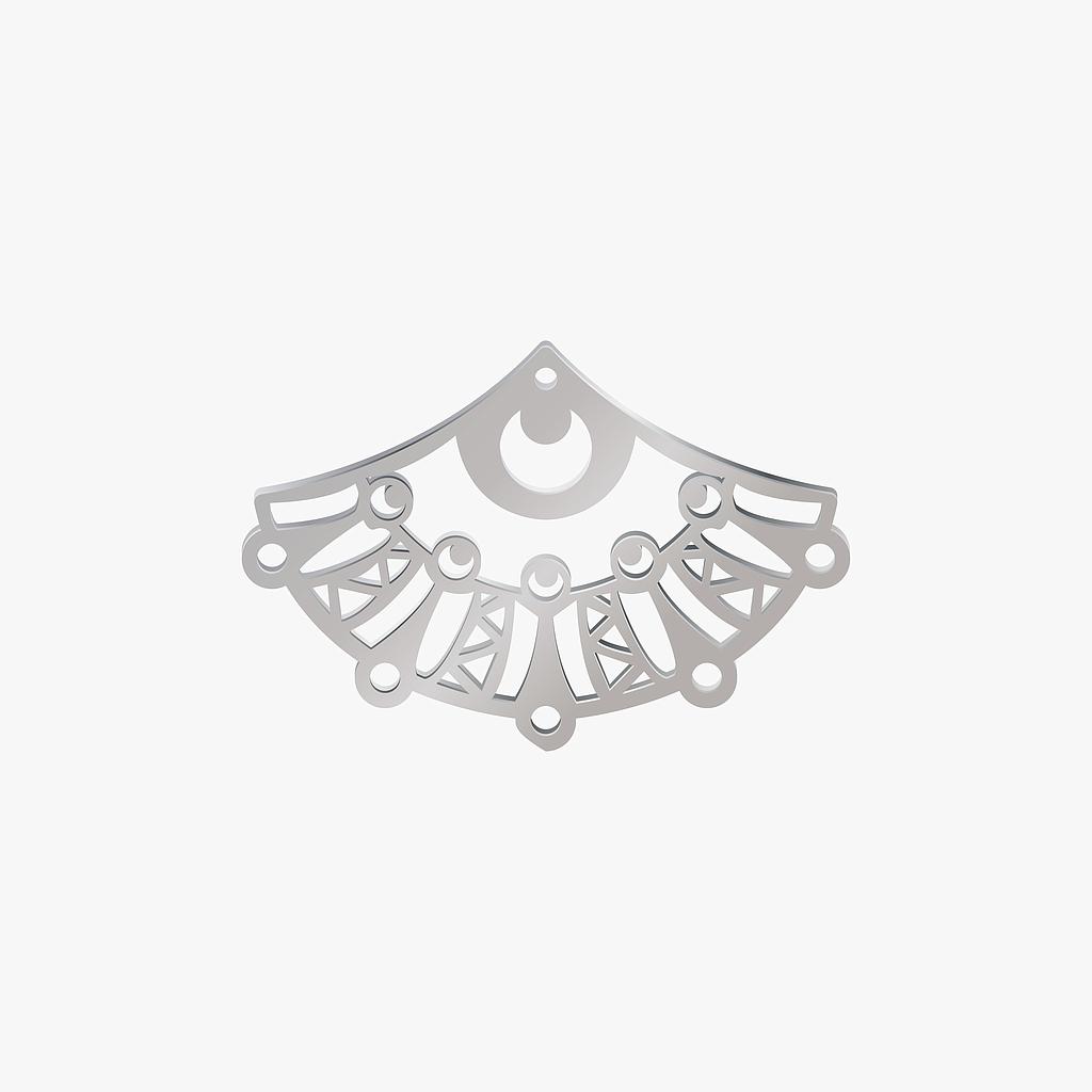 DIJE ACERO ABANICO PLATEADO 40*27MM *1MM 4 ARGOLLAS 1 AGUJERO