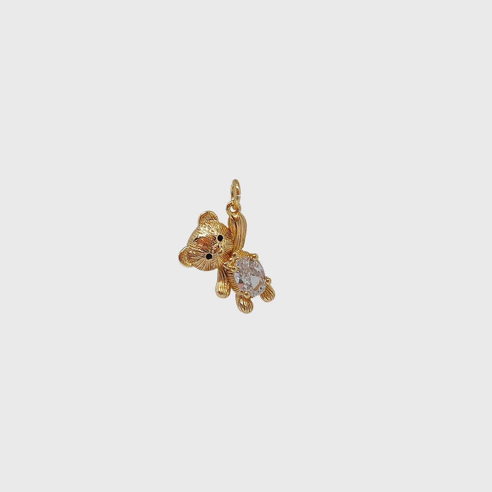 DIJE OSO CON ZIRCONIA BANO ORO 19*13MM