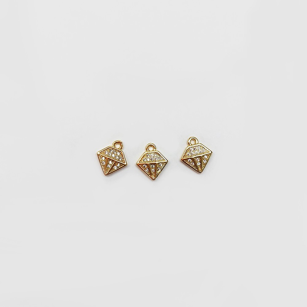 DIJE DORADO DIAMANTE BANO DE ORO CON CIRCONITA 12*10MM