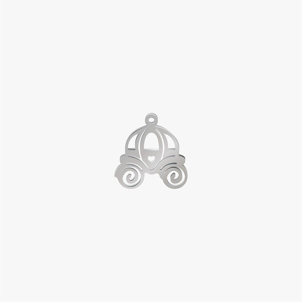 DIJE ACERO CARROZA CORAZON PLATEADO 20*20MM *1MM 1 ARGOLLA