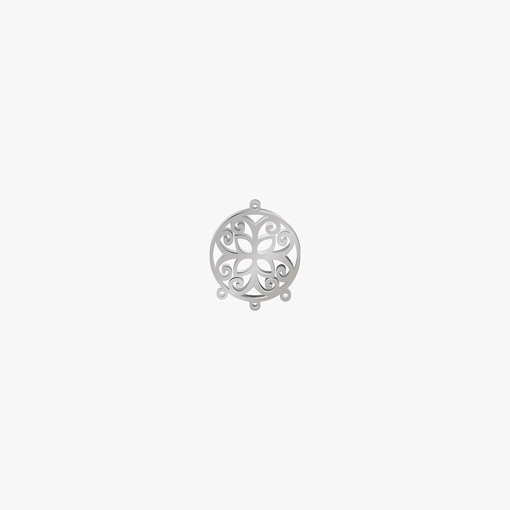 DIJE ACERO CIRCULO MARIPOSA PLATEADO 21*17MM *1MM 4 ARGOLLAS