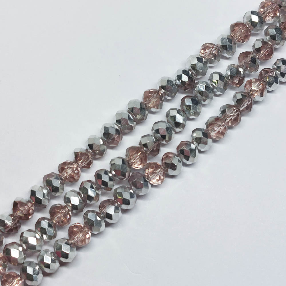 CRISTAL DONA DOBLE CARA ROSA-PLATEADO 5*6MM