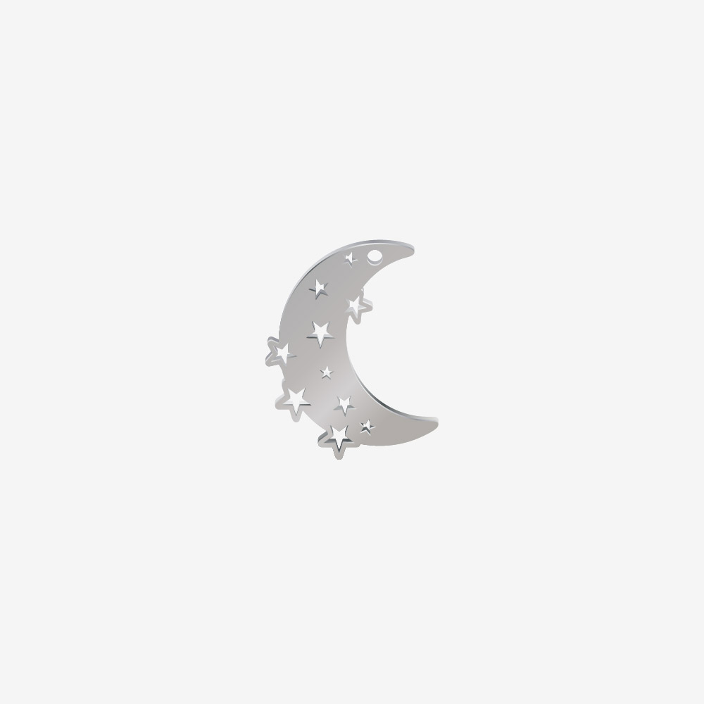 DIJE ACERO LUNA ESTRELLAS PLATEADO 19*15MM *1MM 1 ARGOLLA