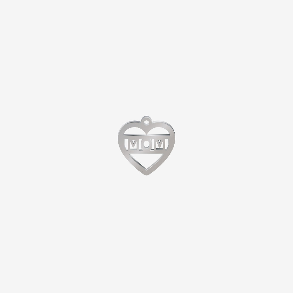 DIJE ACERO CORAZON MOM PLATEADO 17*17MM *1MM 1 ARGOLLA