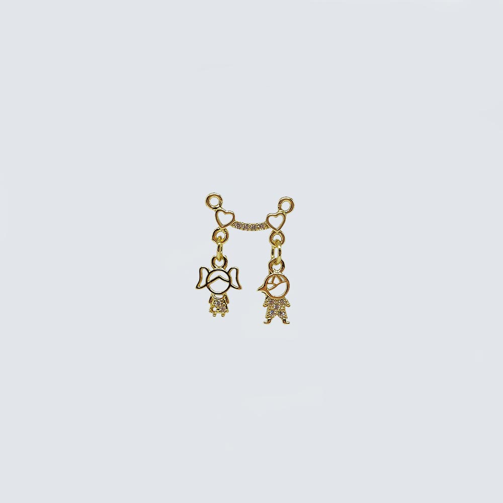 DIJE NINO-NINA CORAZONES DORADO STRASS 24*17MM 2 ARGOLLAS