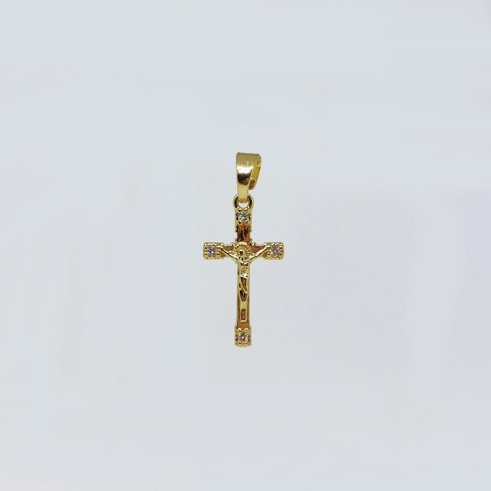 DIJE CRUCIFIJO DORADO STRASS 21*10MM