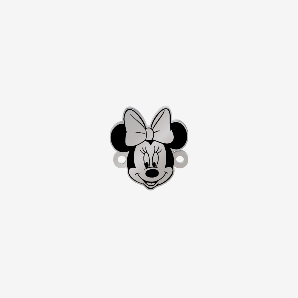 DIJE ACERO RATON MINNIE PLATEADO 15*14MM *1MM 2 ARGOLLAS