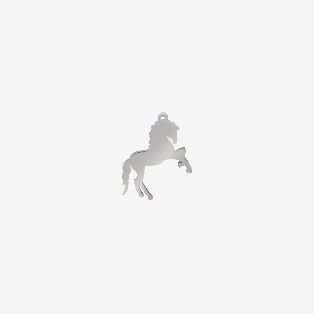 DIJE ACERO CABALLO PLATEADO 17*19MM *1MM 1 ARGOLLA