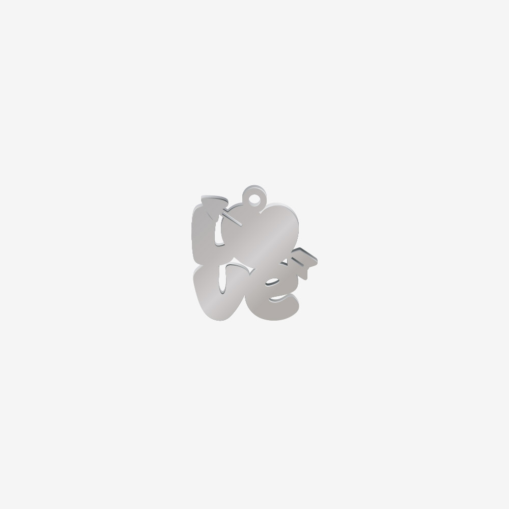 DIJE ACERO LOVE PLATEADO 16.5*16MM *1MM 1 ARGOLLA