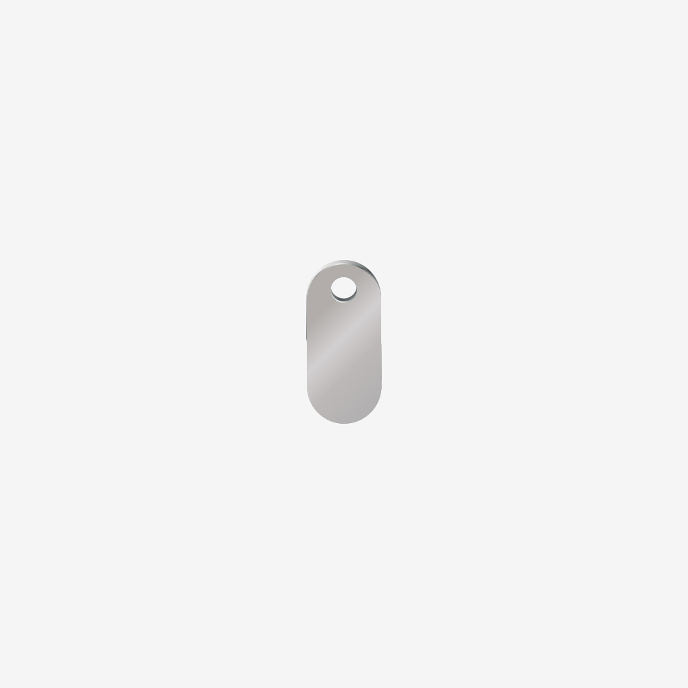 DIJE ACERO SEMI OVAL PLATEADO 13*6MM*2MM 1 AGUJERO