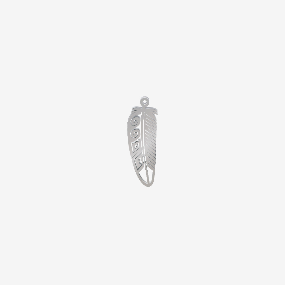 DIJE ACERO PLUMA PLATEADO 30*10MM *1MM 1 ARGOLLA