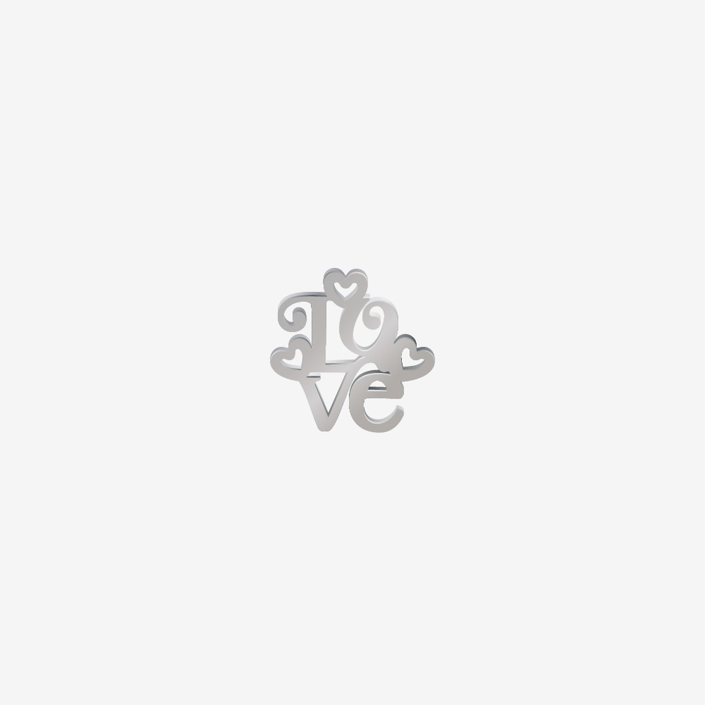 DIJE ACERO LOVE CORAZONES PLATEADO 16*16MM *1MM 3 ARGOLLA