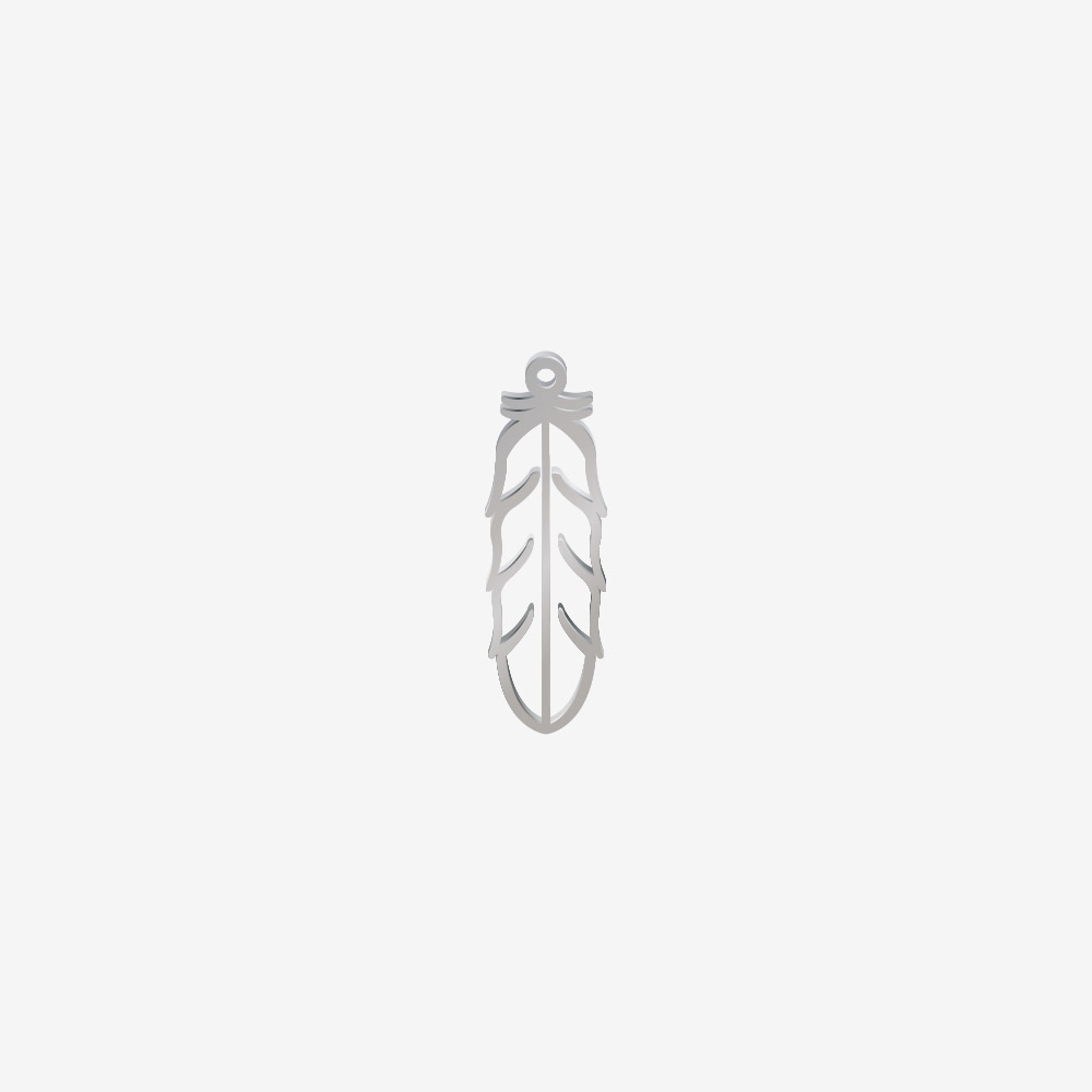 DIJE ACERO PLUMA PLATEADO 40*13MM *1MM 1 ARGOLLA