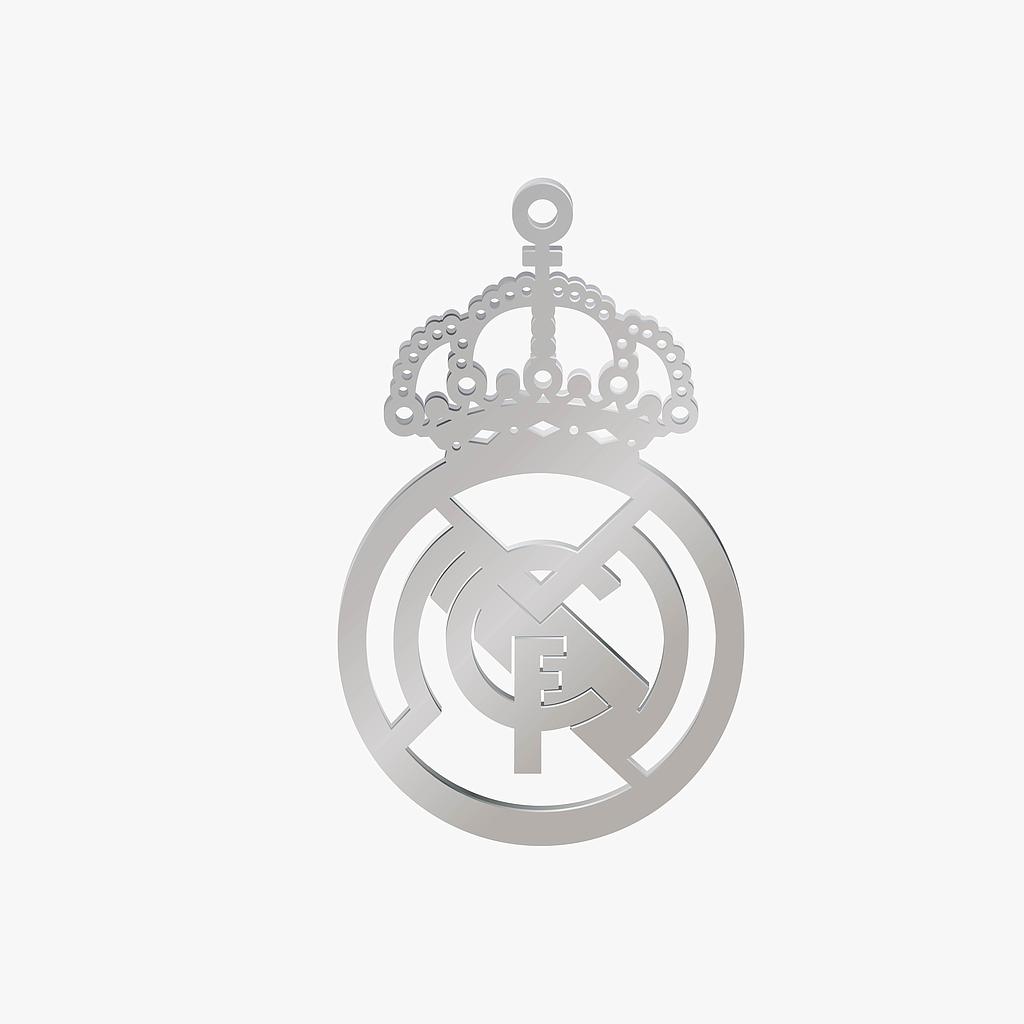 DIJE ACERO ESCUDO REAL MADRID PLATEADO 44*27MM *1MM 1 ARGOLLA