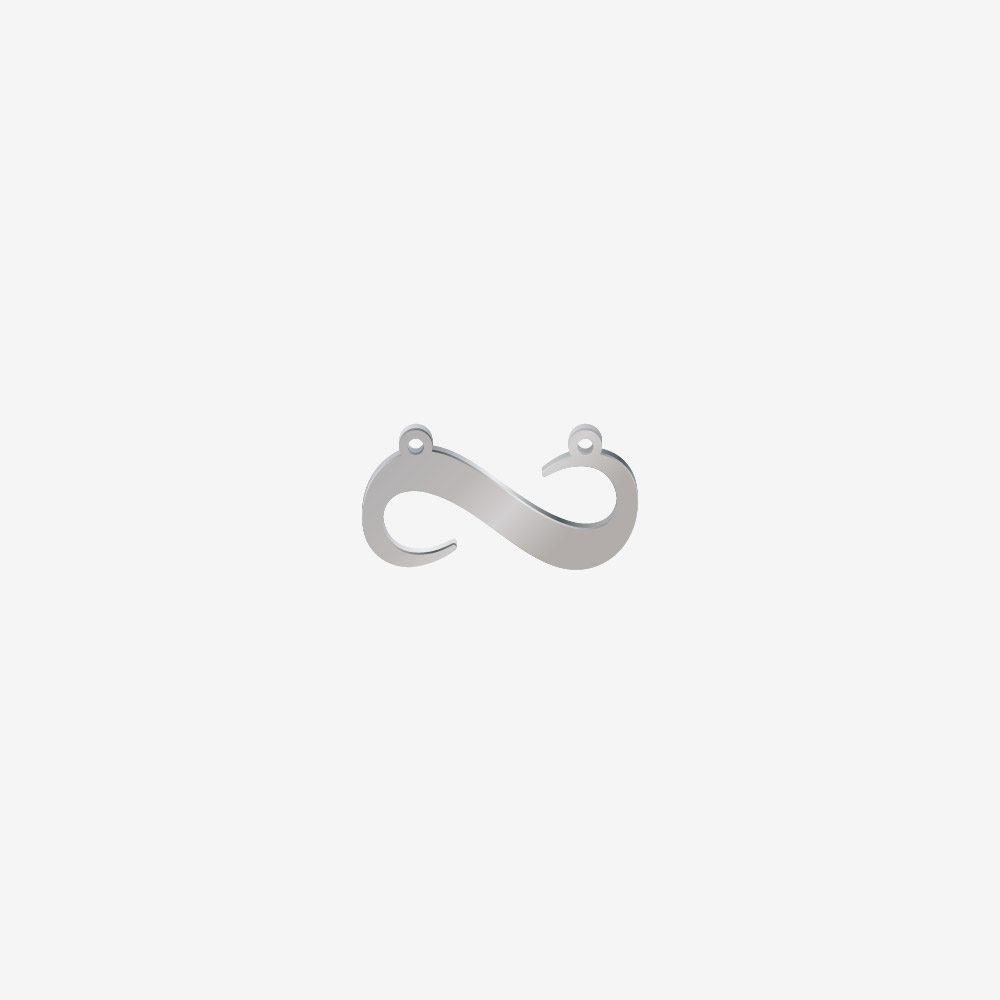 DIJE ACERO INFINITO ABIERTO PLATEADO 12*25MM *1MM 2 ARGOLLAS