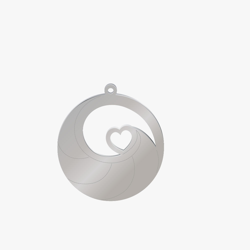 DIJE ACERO CIRCULO CORAZON 5 ESPACIOS PLATEADO 38*35MM *1MM 1 ARGOLLA