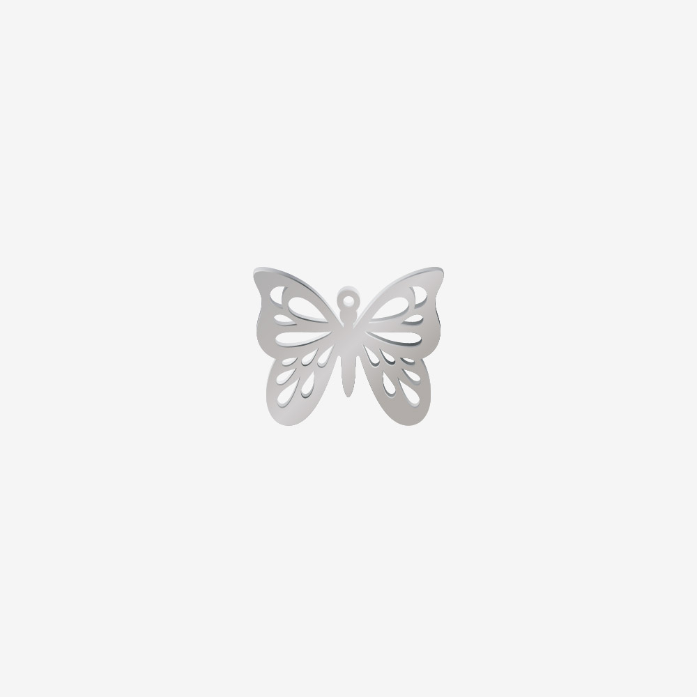 DIJE ACERO MARIPOSA PLATEADO 21*25MM *1MM 1 ARGOLLA