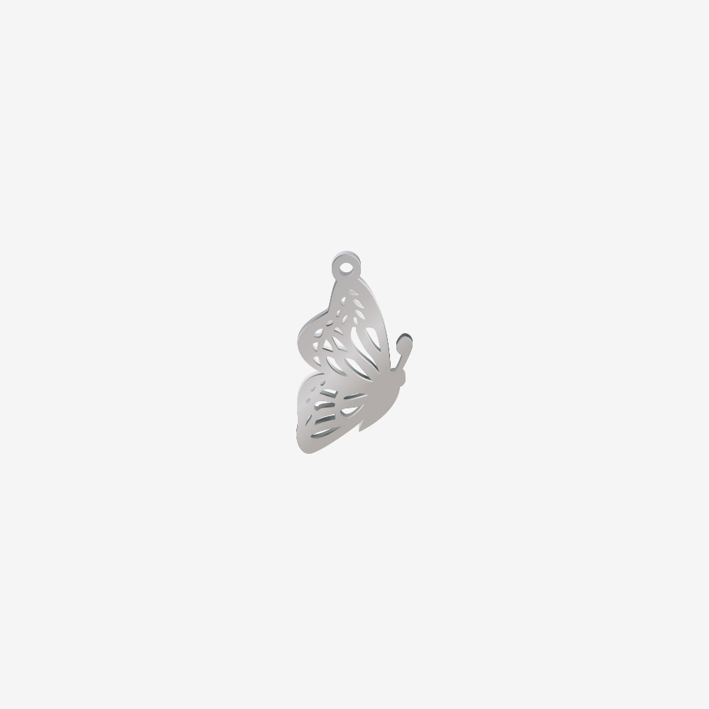 DIJE ACERO MARIPOSA PLATEADO 20*12MM *1MM 1 ARGOLLA