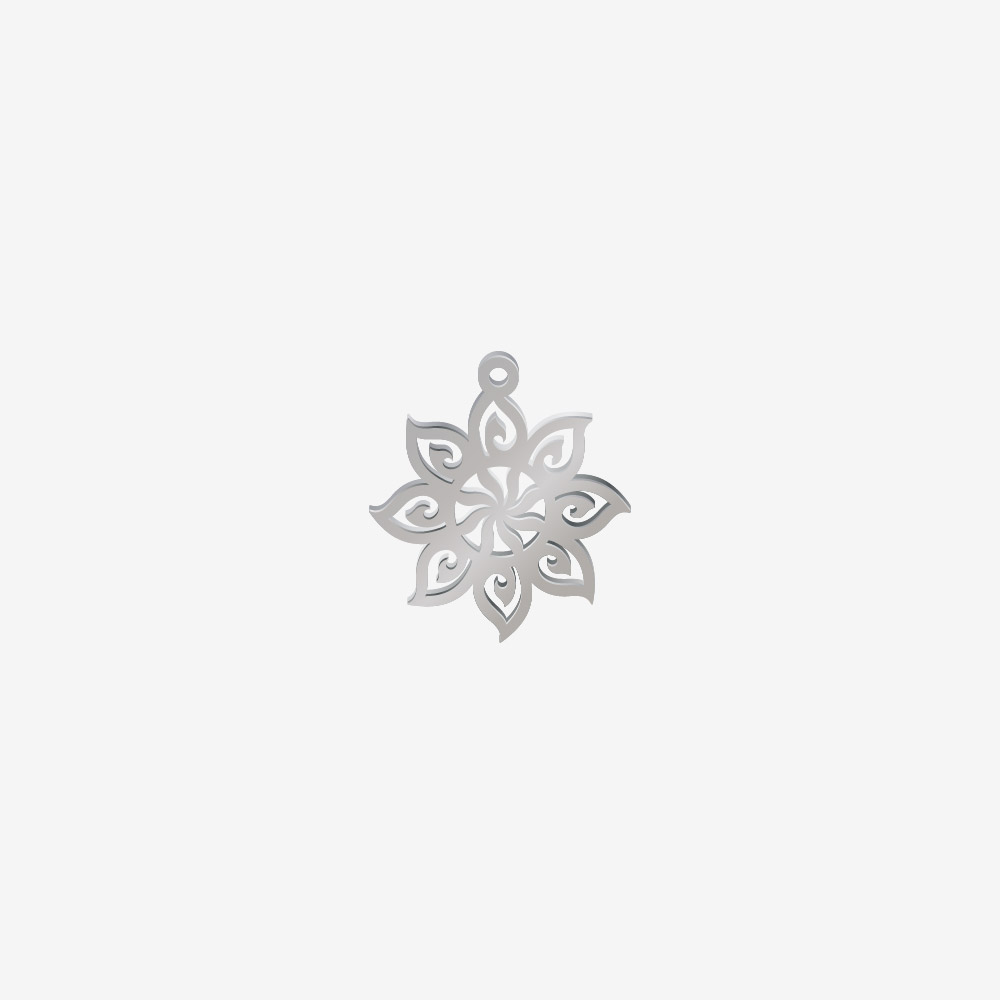DIJE ACERO FLOR PLATEADO 21*19MM *1MM 1 ARGOLLA