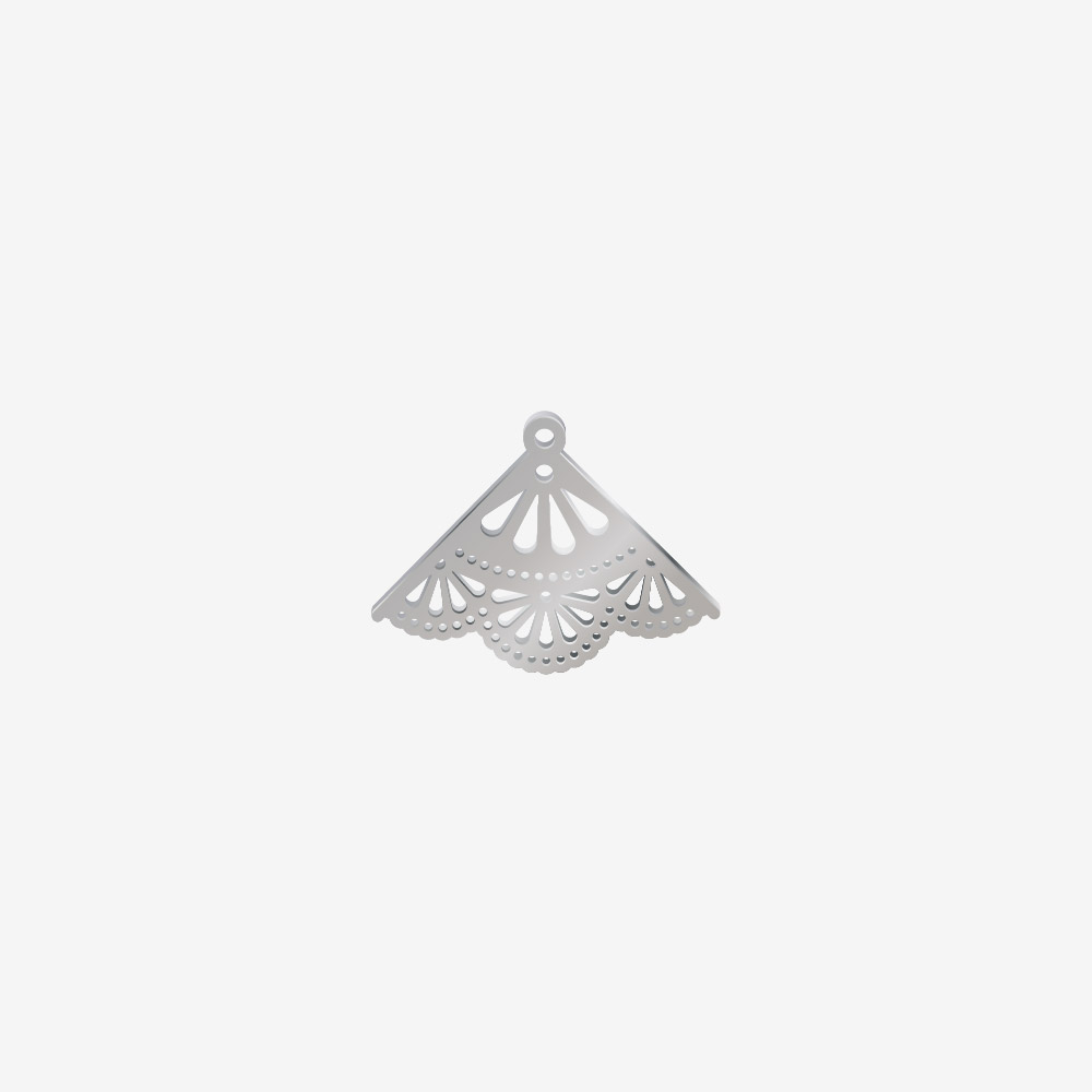 DIJE ACERO ESTILO ABANICO PLATEADO 18*25MM*1MM 1 ARGOLLA