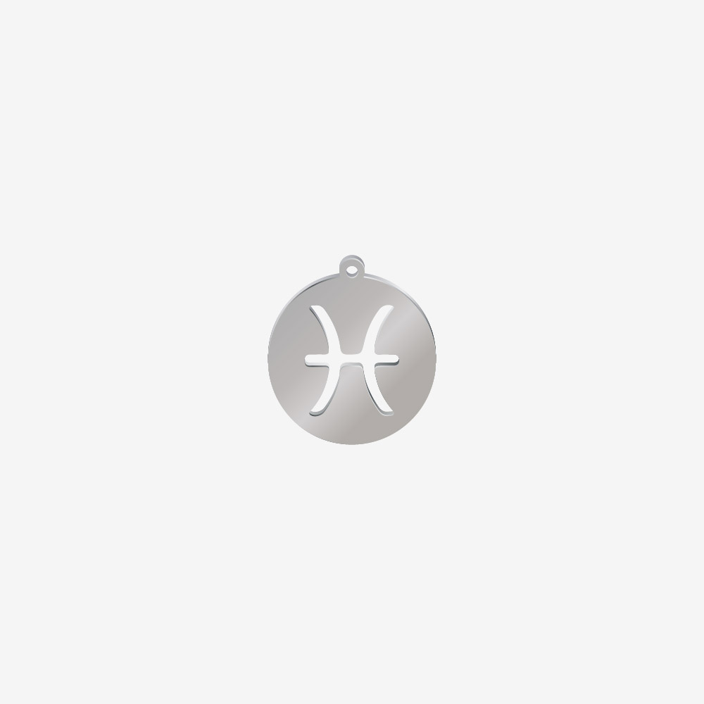 DIJE ACERO REDONDO PISCIS PLATEADO 22*20MM *1MM 1 ARGOLLA