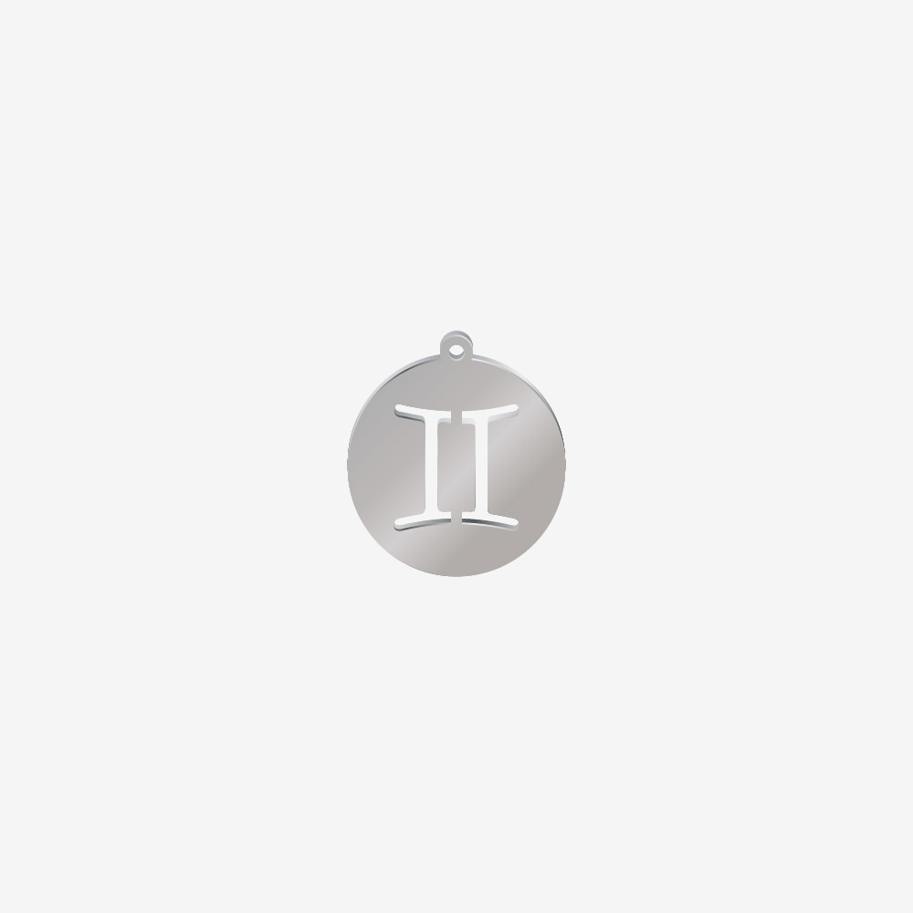 DIJE ACERO REDONDO GEMINIS PLATEADO 22*20MM *1MM 1 ARGOLLA