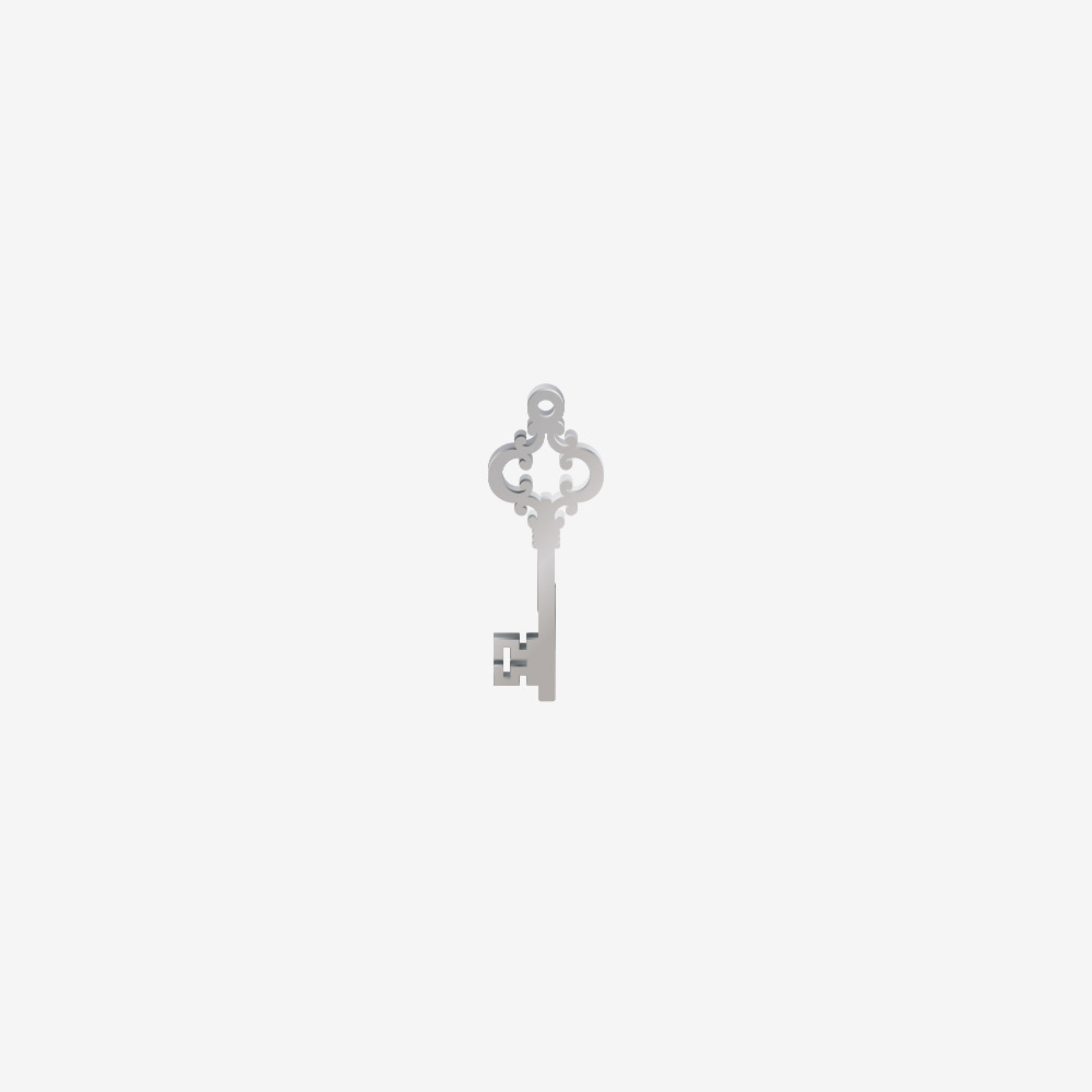 DIJE ACERO LLAVE DECORADA PLATEADO 25*9MM *1MM 1 ARGOLLA
