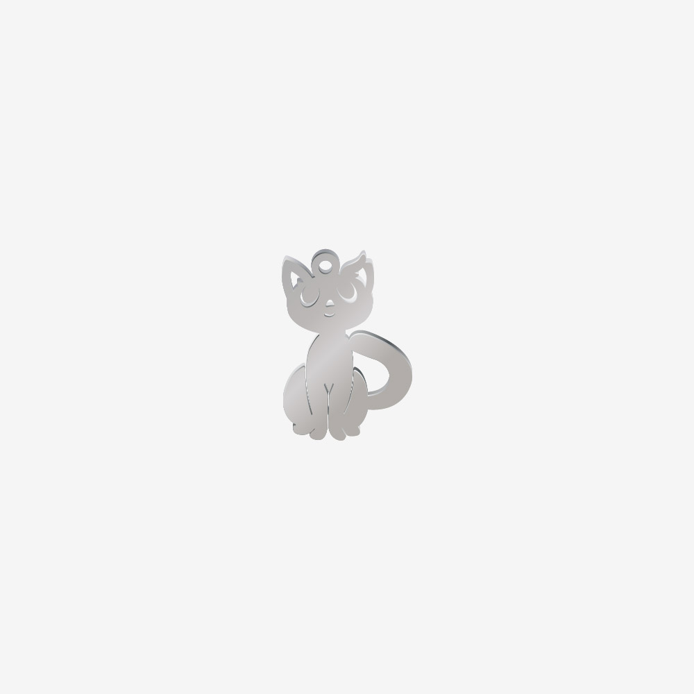 DIJE ACERO GATO PLATEADO 20*14MM *1MM 1 ARGOLLA