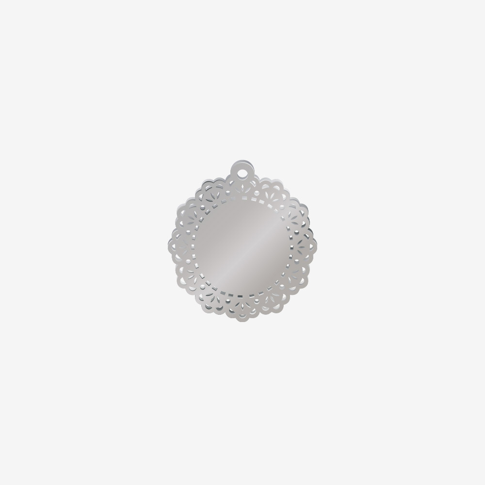 DIJE ACERO CIRCULO DECORADO PLATEADO 21*20MM 1 ARGOLLA