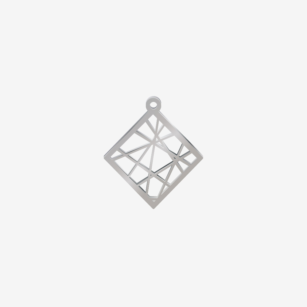 DIJE ACERO ROMBO LINEAS PLATEADO 22*20MM 1 ARGOLLA