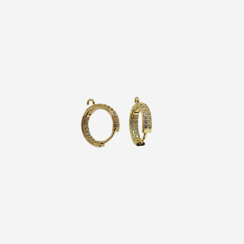 ARGOLLA HUGGIE REDONDO BANO ORO DORADO CON CIRCONITA 17*15MM