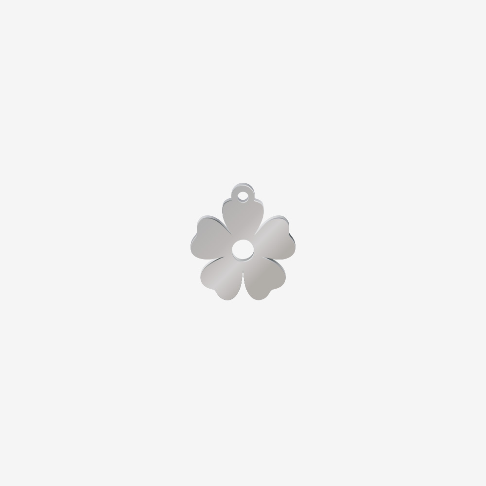 DIJE ACERO FLOR 5 PETALOS PLATEADO 15*14MM *1MM 1 ARGOLLA